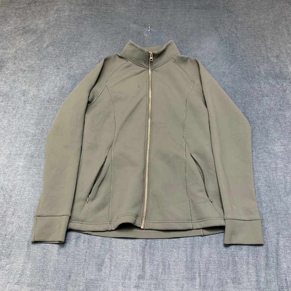 32 Degrees Heat Jacket Womens Small Castor Gray Stretch Raglan Sleeve Full Zip